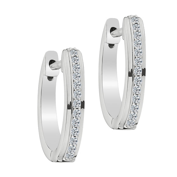 .15 CARAT DIAMOND HUGGY EARRINGS, 10kt WHITE GOLD. Hoops. Hoop Earrings. Griffin Jewellery Designs