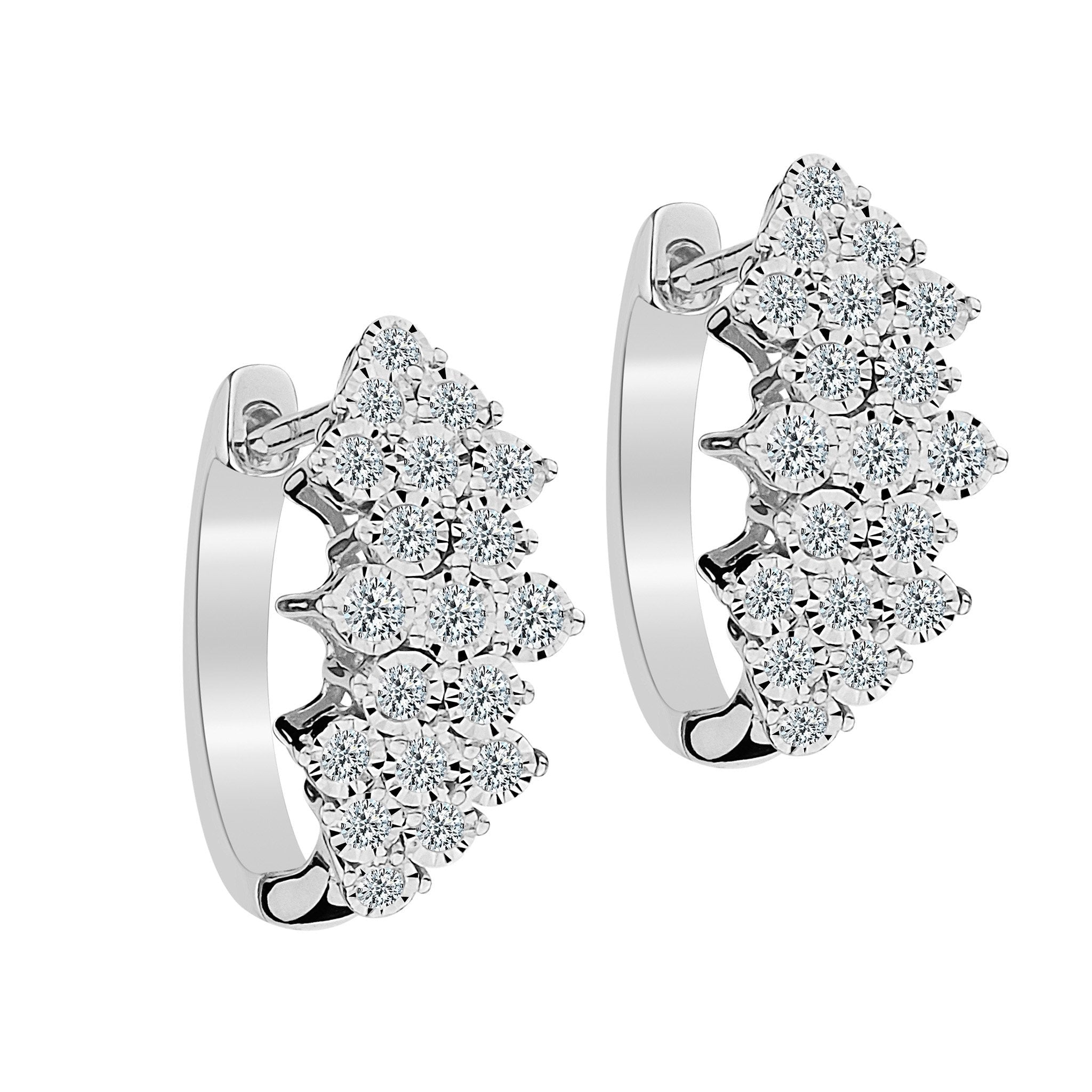 .50 CARAT DIAMOND "WATERFALL" EARRINGS, 10kt WHITE GOLD.  Hoops. Hoop Earrings. Griffin Jewellery Designs