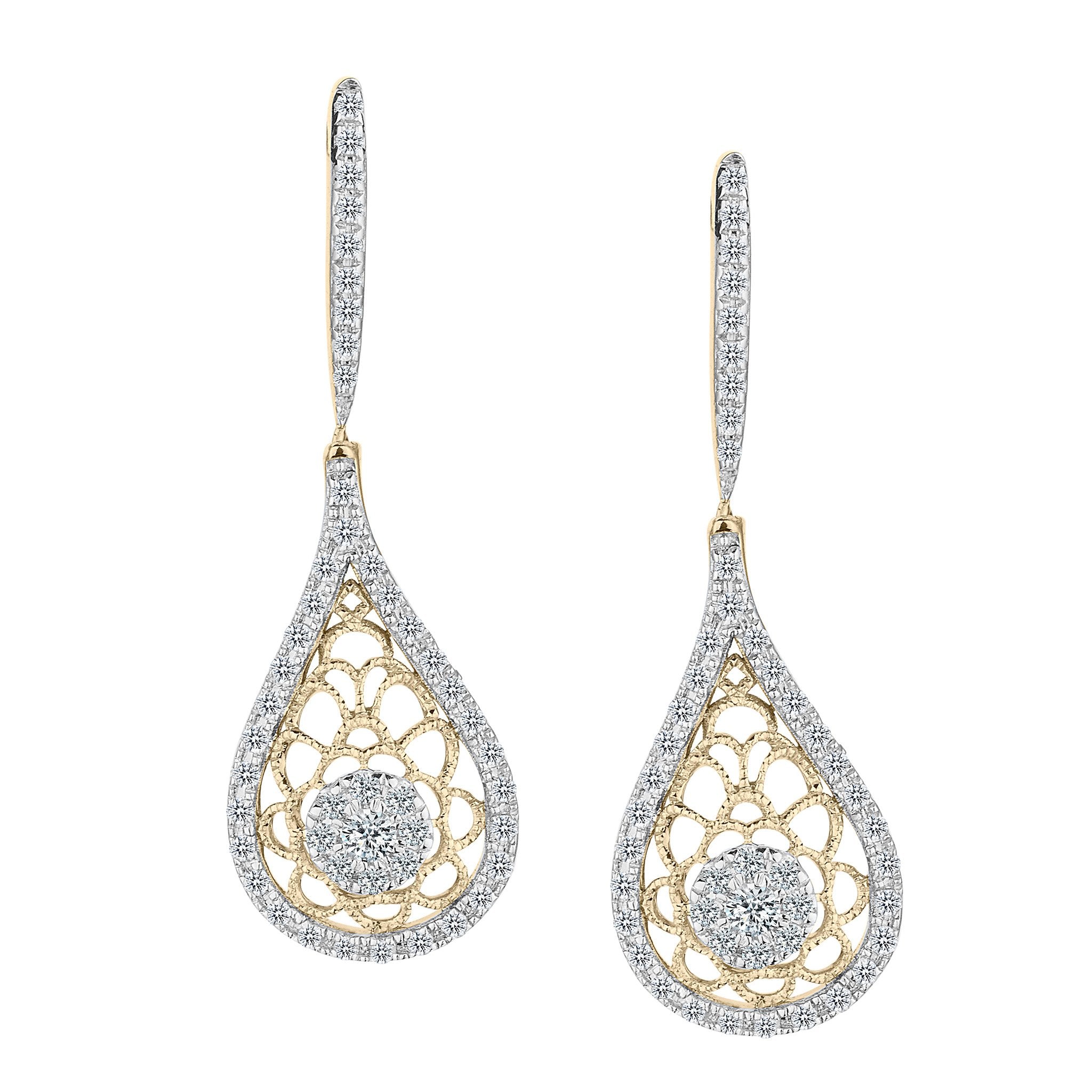 .33 Carat Diamond Drop Earrings, 10kt Yellow Gold. Griffin Jewellery Designs