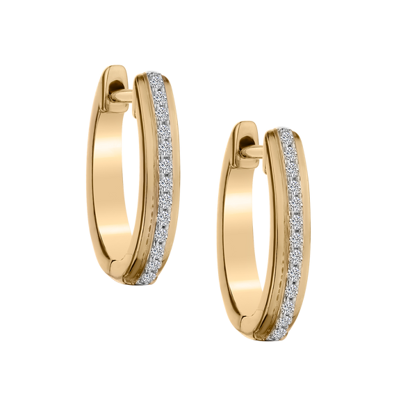 .15 Carat Diamond Hoop Earrings,  10kt Yellow Gold with 14kt Yellow Gold Posts. Hoops. Hoop Earrings. Griffin Jewellery Designs