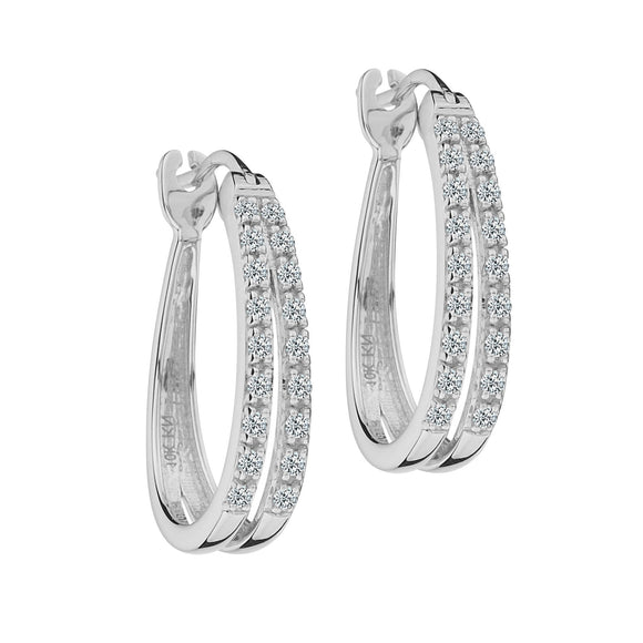 .25 Carat Diamond Hoop Earrings,  10kt White Gold. Hoops. Hoop Earrings. Griffin Jewellery Designs