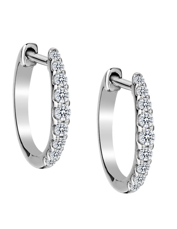 .25 Carat Diamond Hoop Earrings, 10kt White Gold. Hoops. Hoop Earrings. Griffin Jewellery Designs