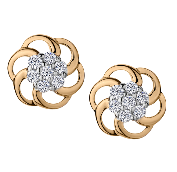 .10 Carat Diamond "Flower" Earrings, 10kt Yellow Gold.......................NOW