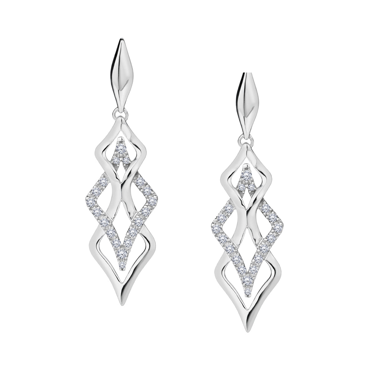 .25 Carat Diamond Drop Earrings, 10kt White Gold. Griffin Jewellery Designs