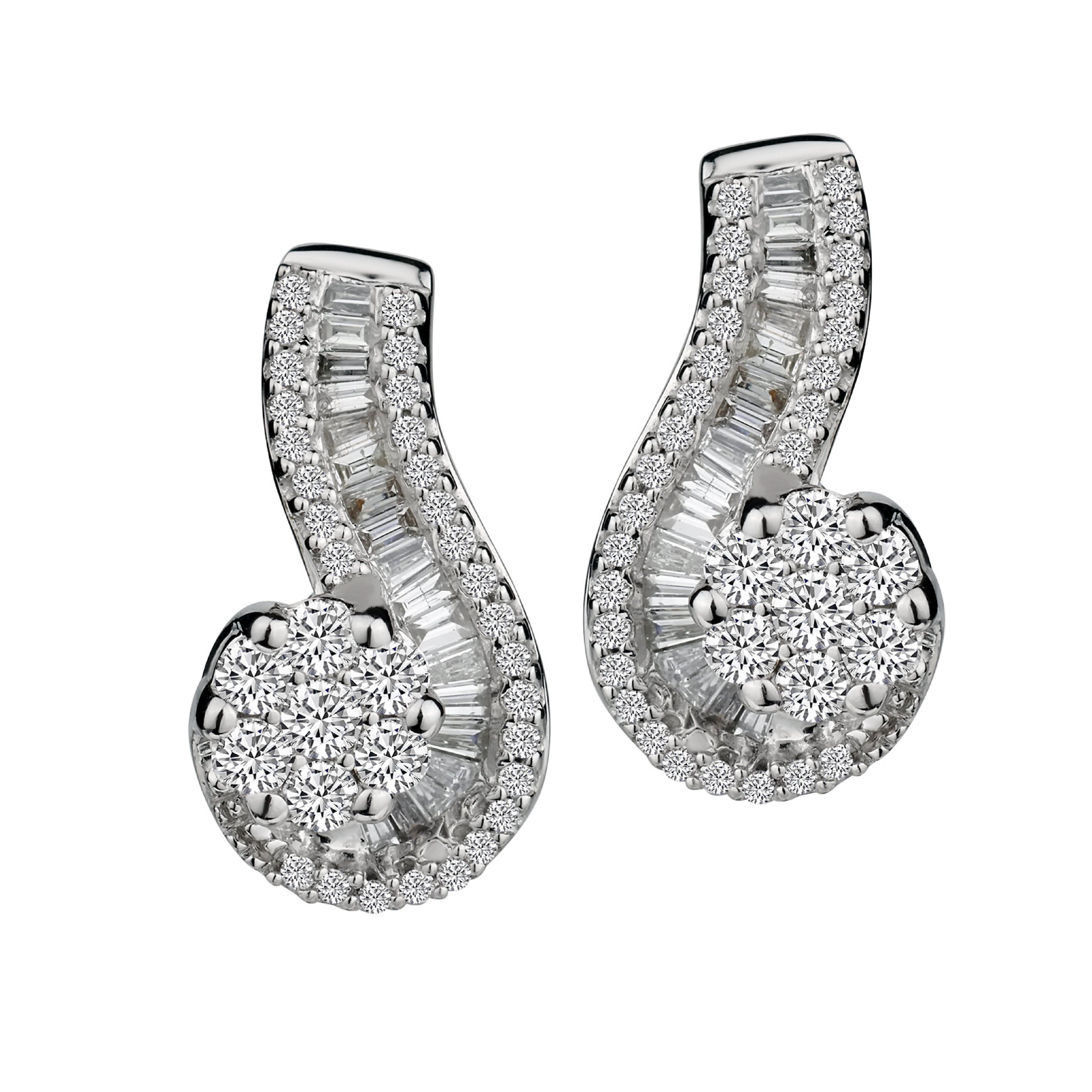  Star Diamond Earrings 18K White Gold 0.99 Carat (F-G-H