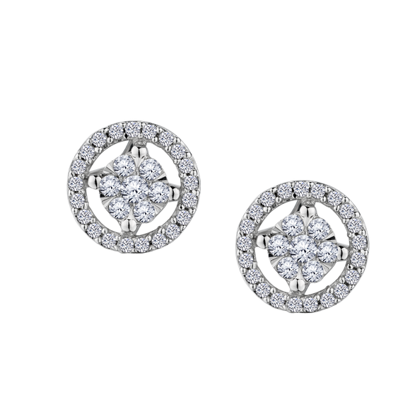 .25 Carat of Diamonds Halo Earrings, 10kt White Gold.....................NOW