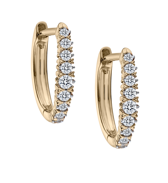 .25 Carat Diamond Hoop Earrings, 10kt Yellow Gold. Hoops. Hoop Earrings. Griffin Jewellery Designs