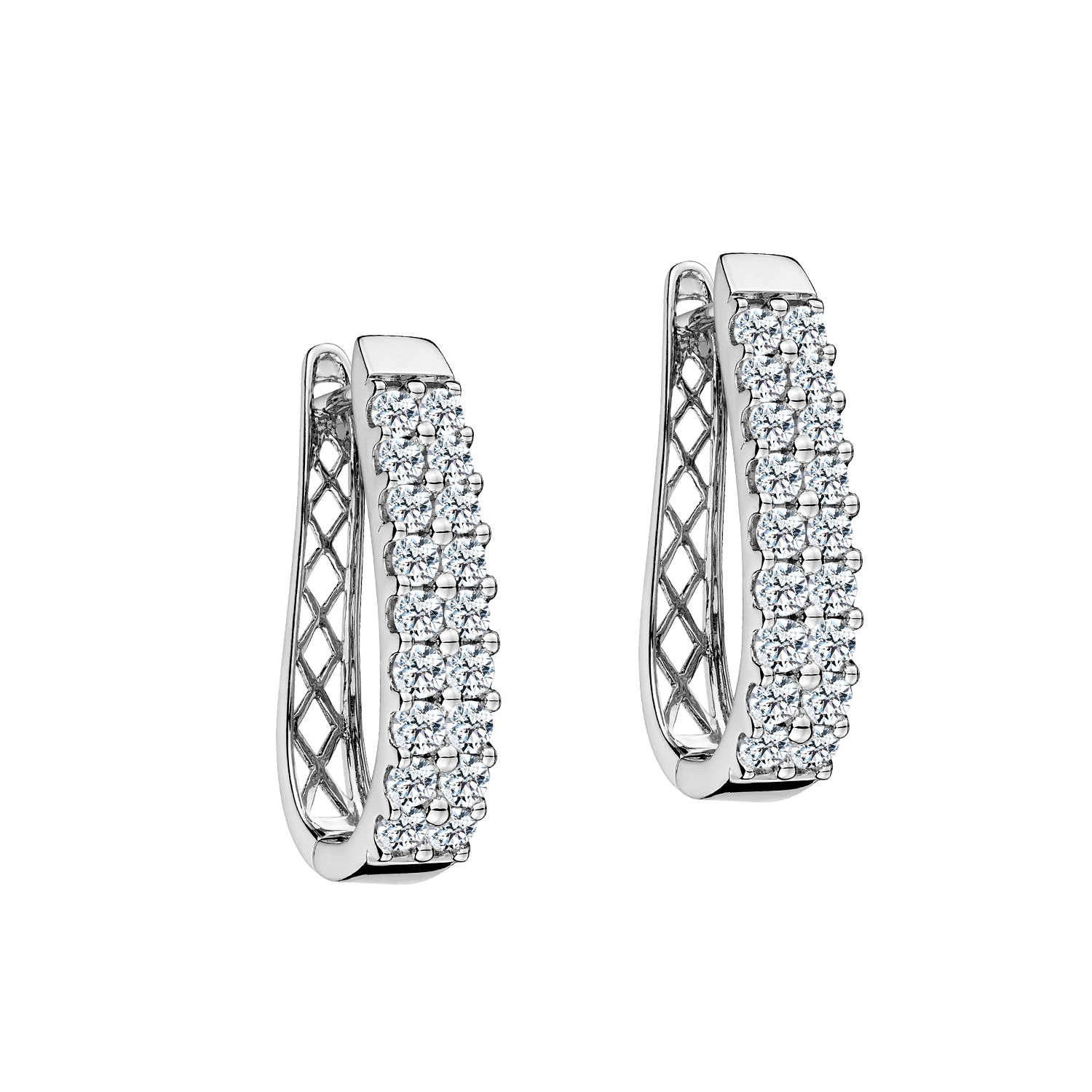 1.50 Carat Lab Grown Diamond Earrings,  14kt White Gold. Hoops. Hoop Earrings. Griffin Jewellery Designs