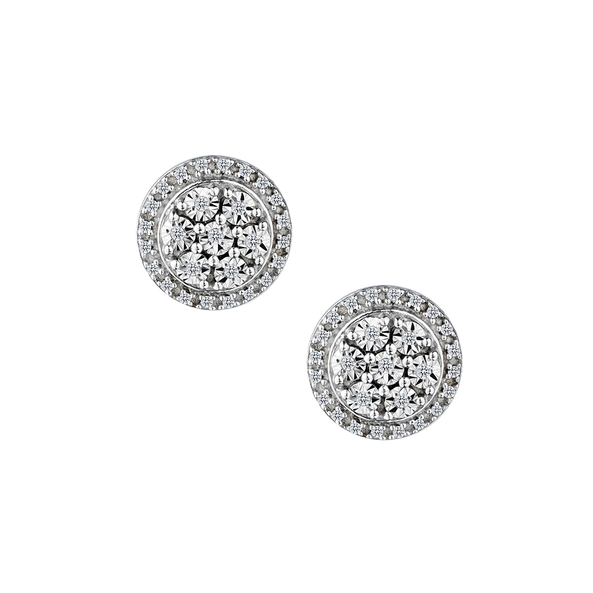.10 Carat Round Diamond Earrings, Sterling Silver.......................NOW
