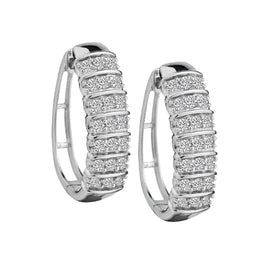 1.00 Carat of Diamonds Hoop Earrings, Silver......................NOW