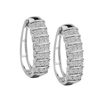 1.00 Carat of Diamonds Hoop Earrings, Silver......................NOW