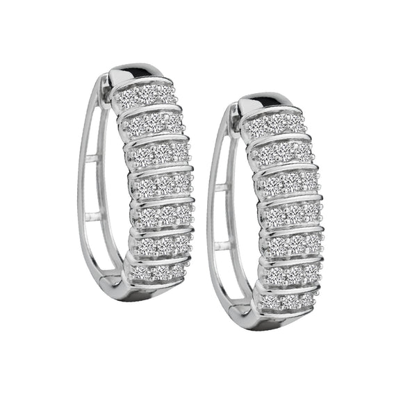 1.00 Carat of Diamonds Hoop Earrings, Silver......................NOW
