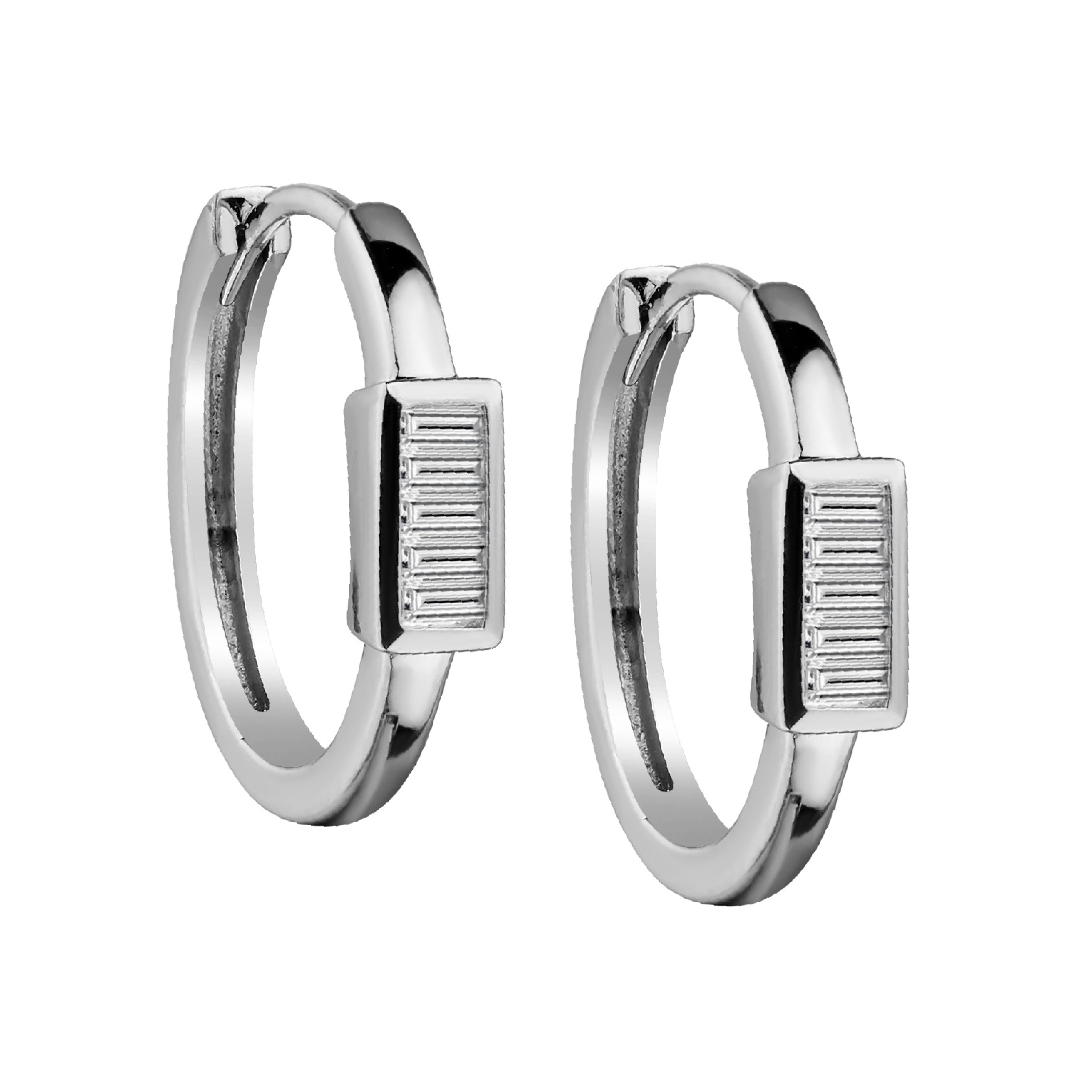 .12 Carat Diamond Baguette Hoop Earrings,  Sterling Silver. Hoops. Hoop Earrings. Griffin Jewellery Designs