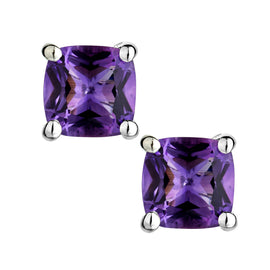 Amethyst Stud Earrings,  Sterling Silver. Griffin Jewellery Designs