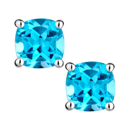Swiss Blue Topaz Stud Earrings,  Sterling Silver. Griffin Jewellery Designs