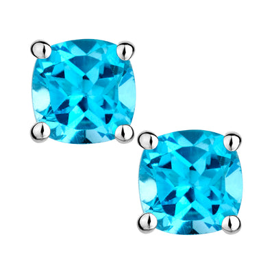 Swiss Blue Topaz Stud Earrings,  Sterling Silver. Griffin Jewellery Designs