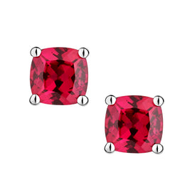 Created Ruby Stud Earrings,  Sterling Silver. Griffin Jewellery Designs