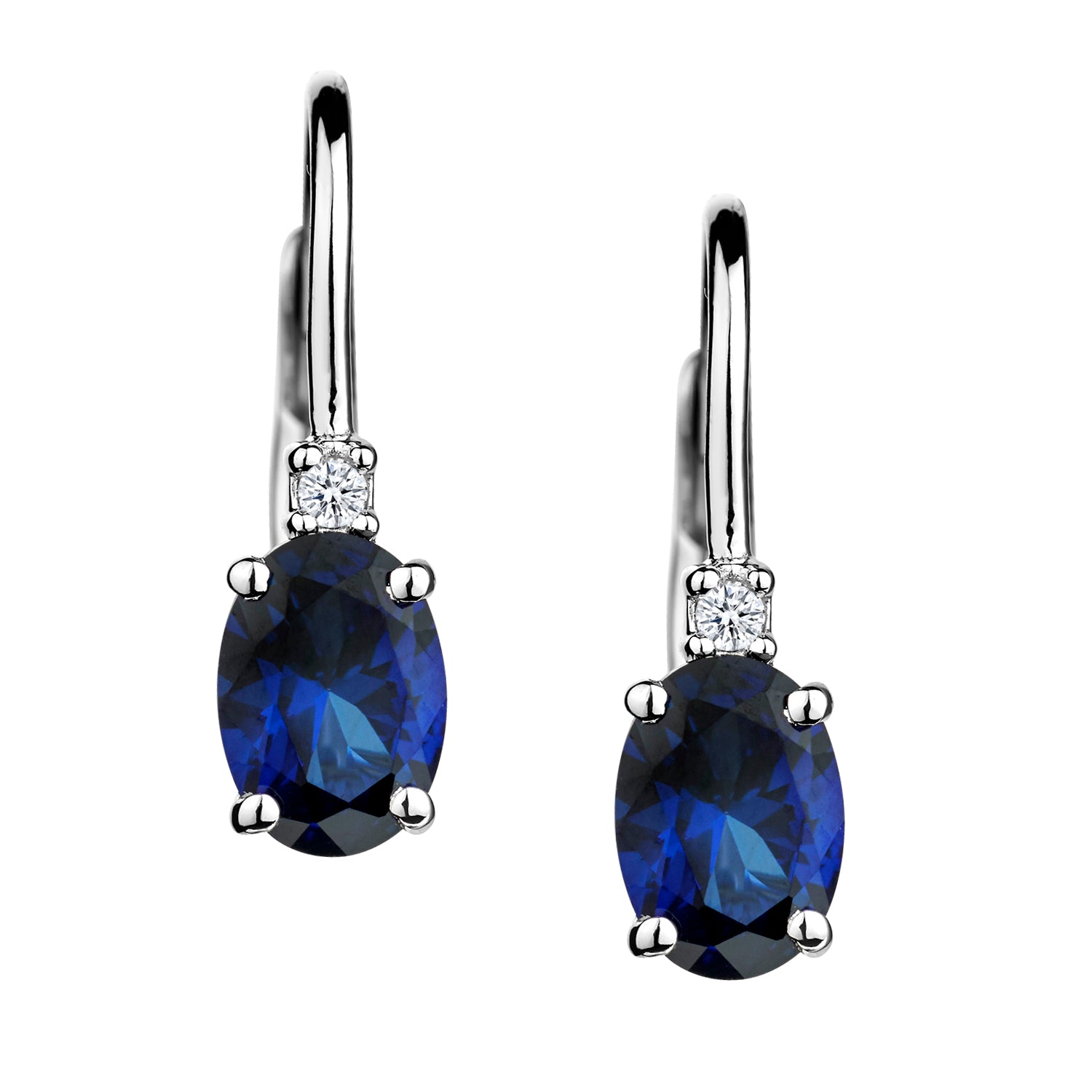 Created Blue & White Sapphire Drop Earrings, Silver.................NOW