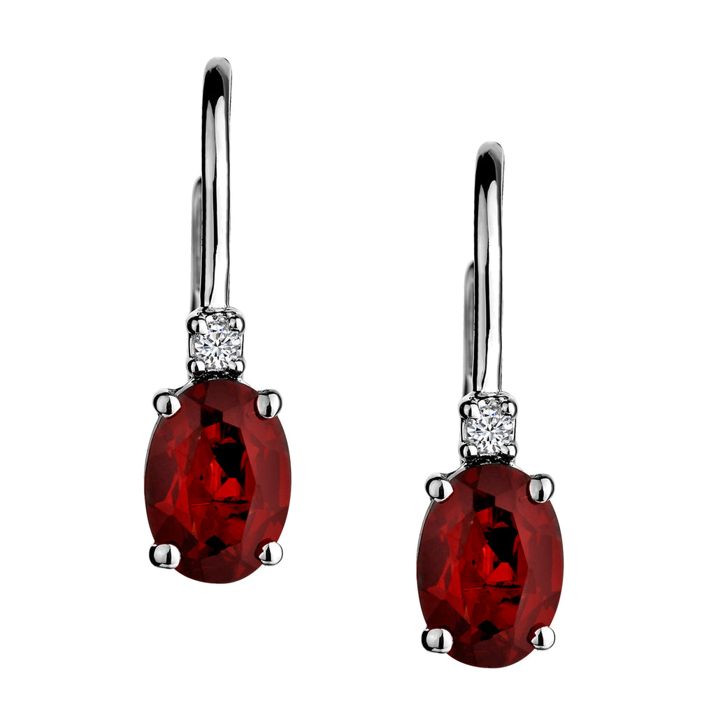 Created White Sapphire & Garnet Drop Earrings, Silver.....................NOW