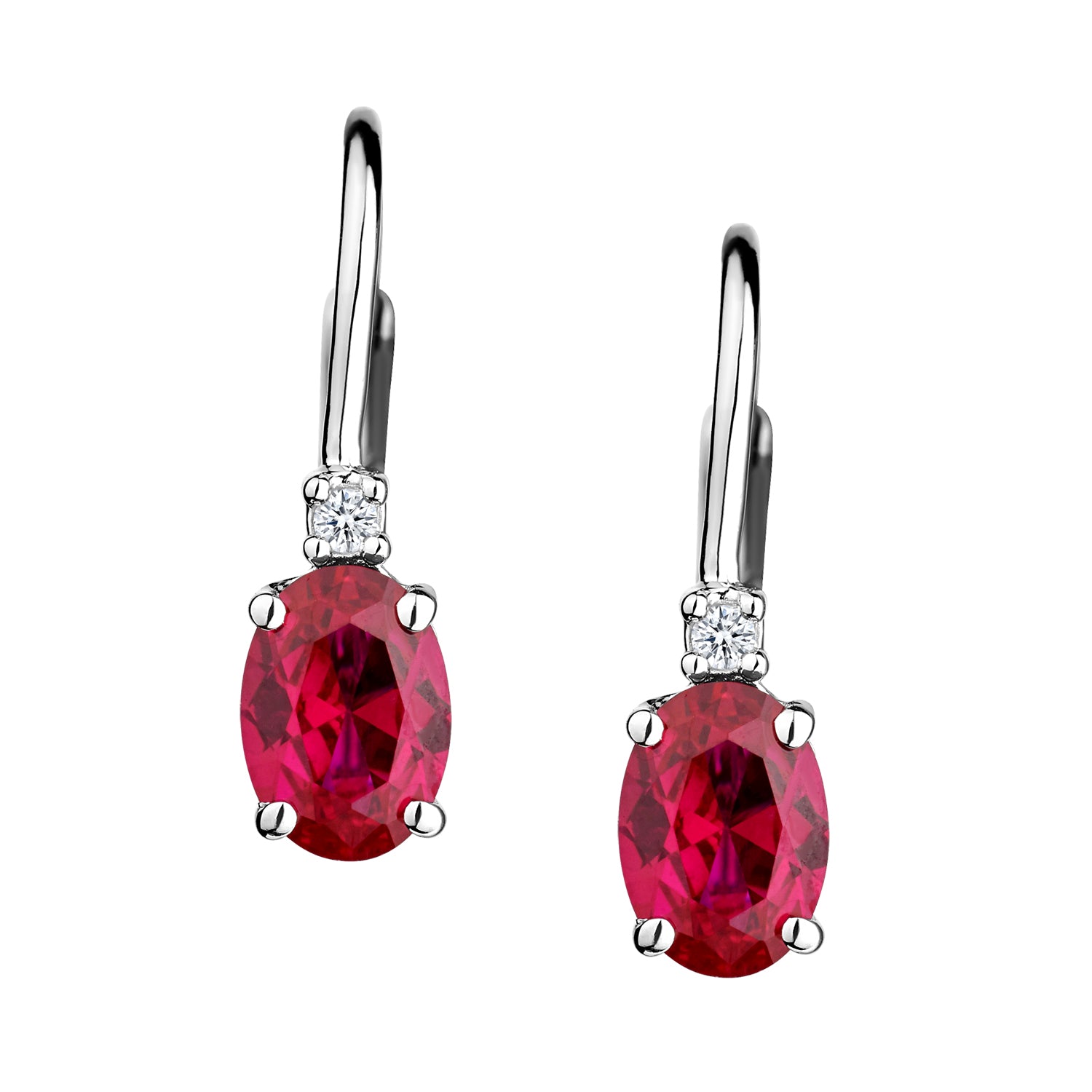 Created Ruby & Created White Sapphire Drop Earrings, Silver......................NOW