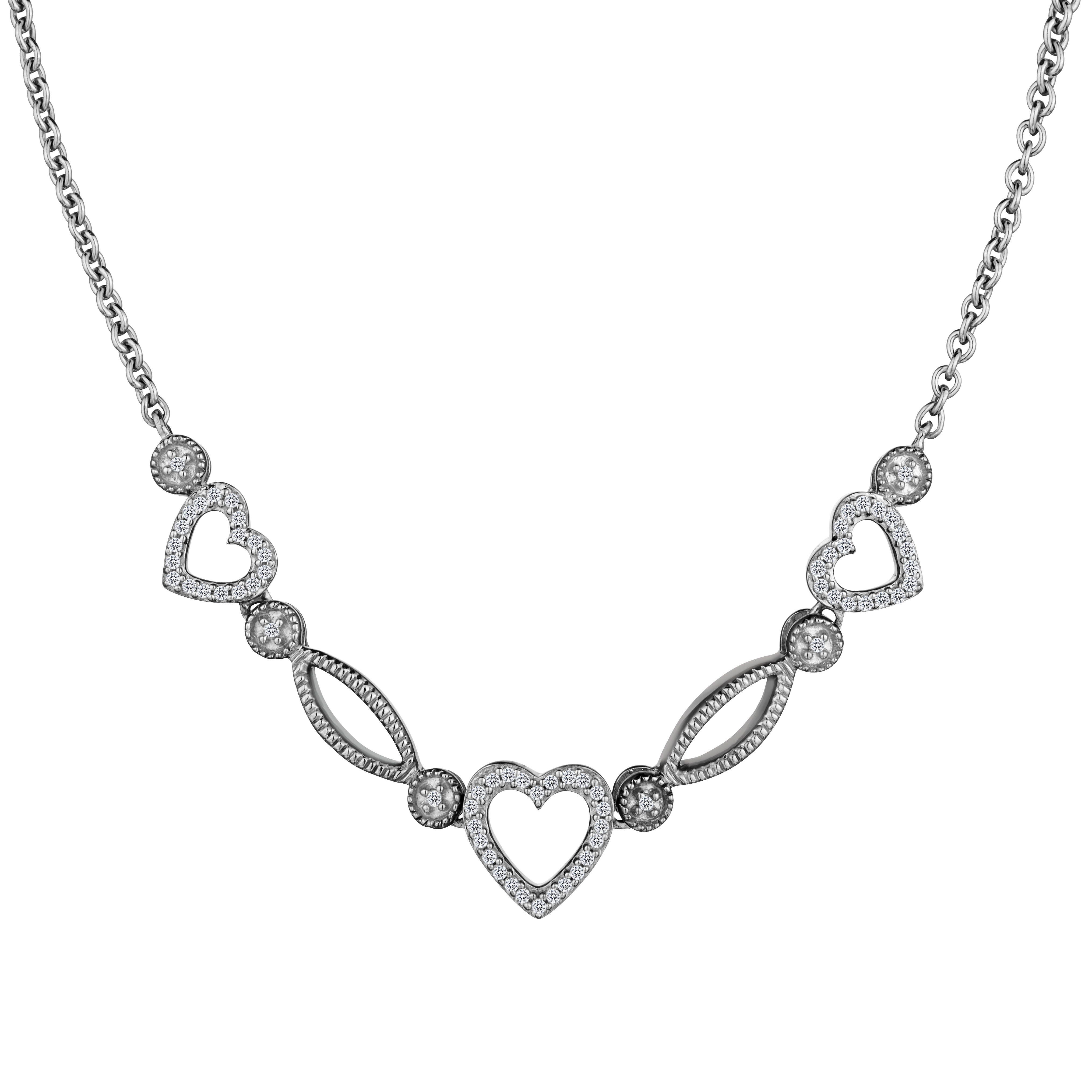 .18 Carat Diamond "Past, Present, Future" Heart Necklace, Sterling Silver. Necklaces and Pendants. Griffin Jewellery Designs.