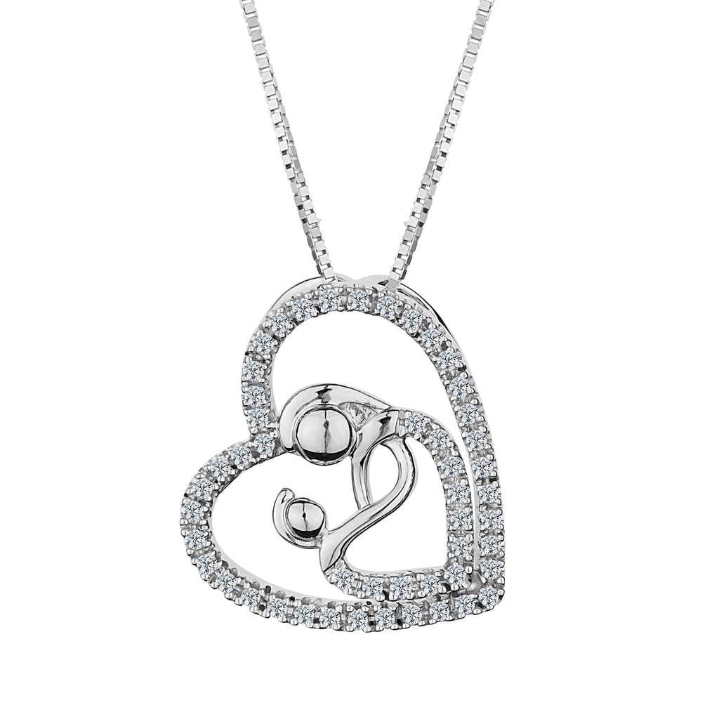 .15 Carat of Diamonds Mother & Child Pendant, 10kt White Gold......................NOW