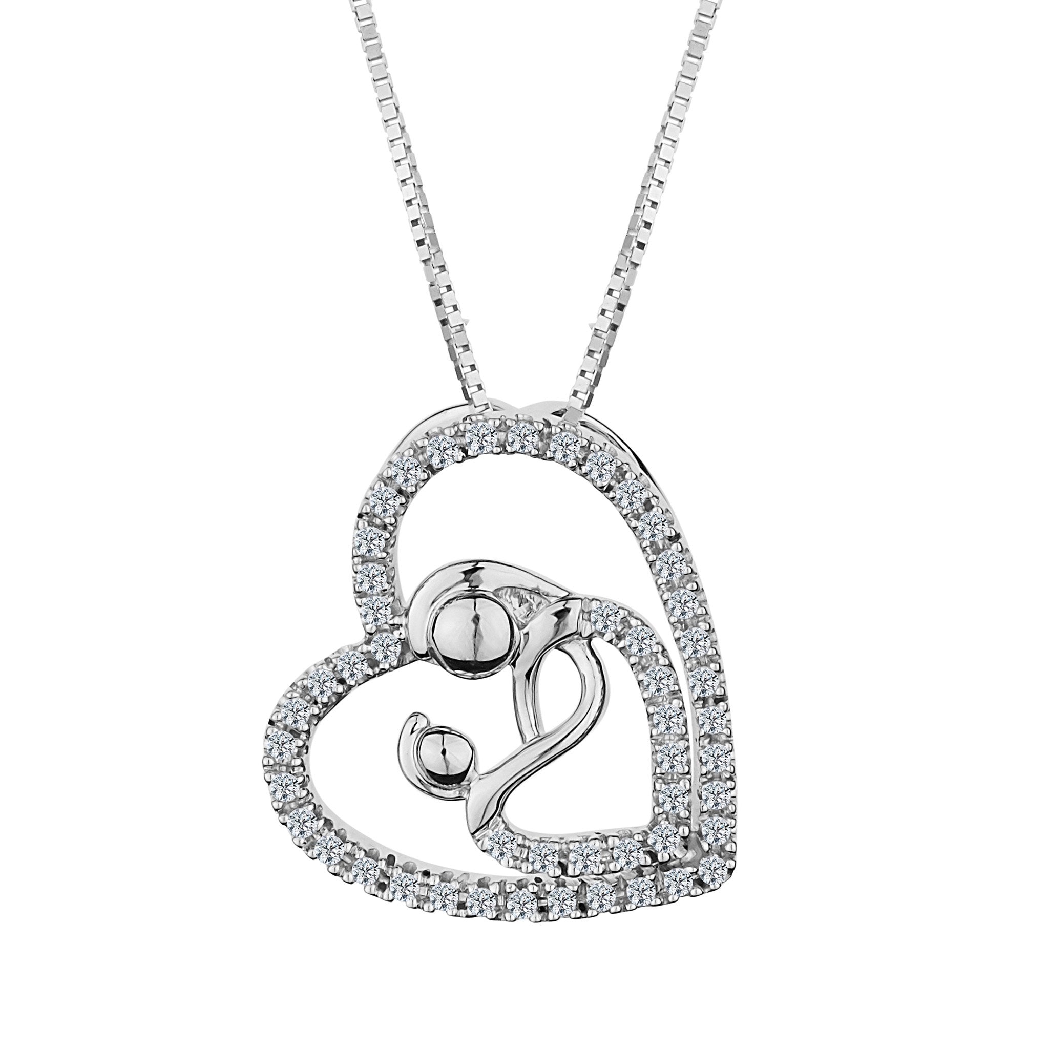 15 Carat Diamond Mother & Child Pendant,  10kt White Gold. Necklaces and Pendants. Griffin Jewellery Designs.