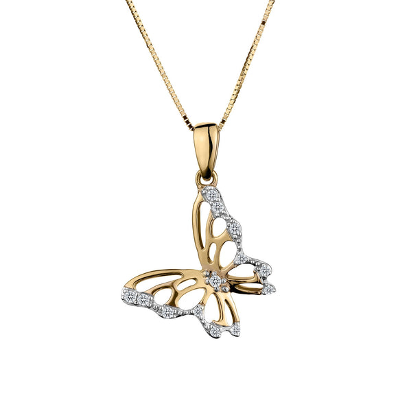 .10 Carat of Diamonds, "Butterfly" Pendant, 10kt Yellow Gold.….......................NOW