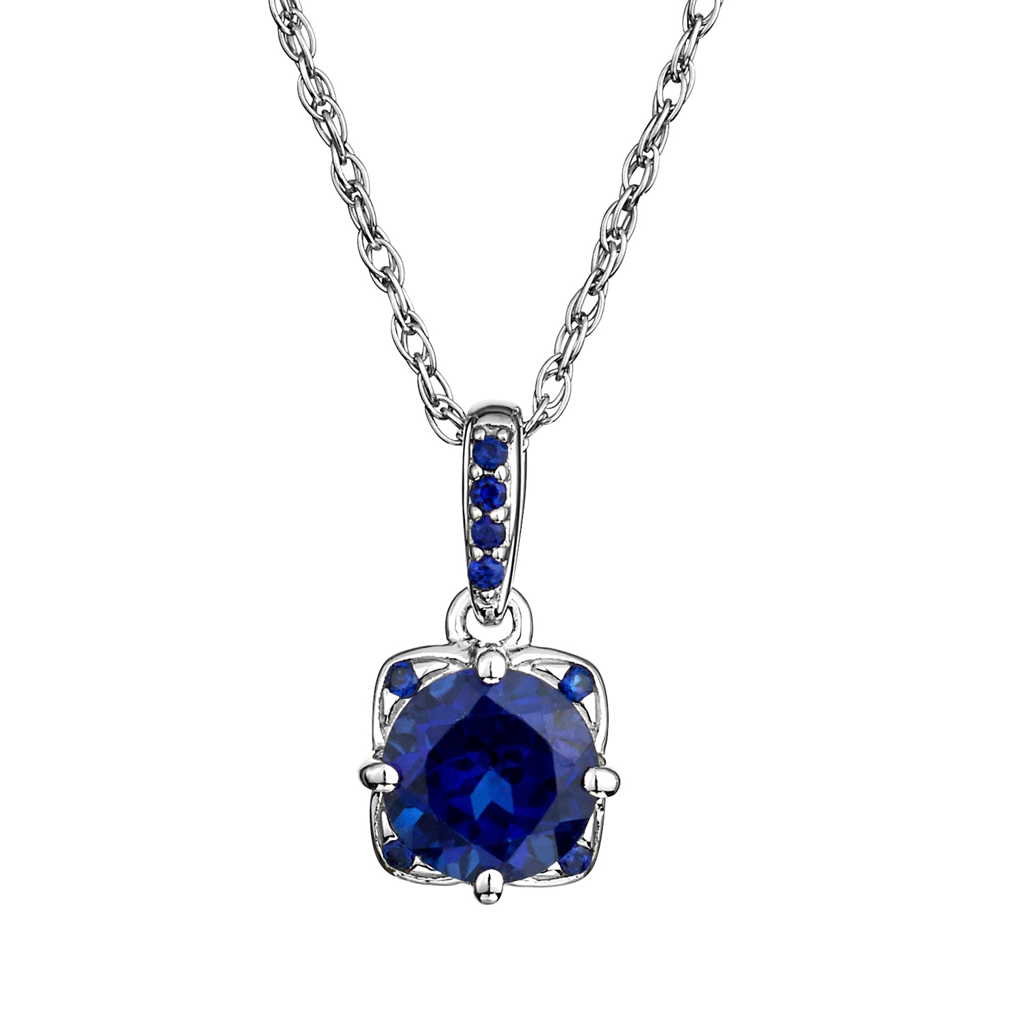 Created Blue Sapphire Pendant,  Sterling Silver. Necklaces and Pendants. Griffin Jewellery Designs. 