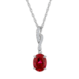Created Ruby & White Sapphire Pendant,  Sterling Silver. Necklaces and Pendants. Griffin Jewellery Designs. 