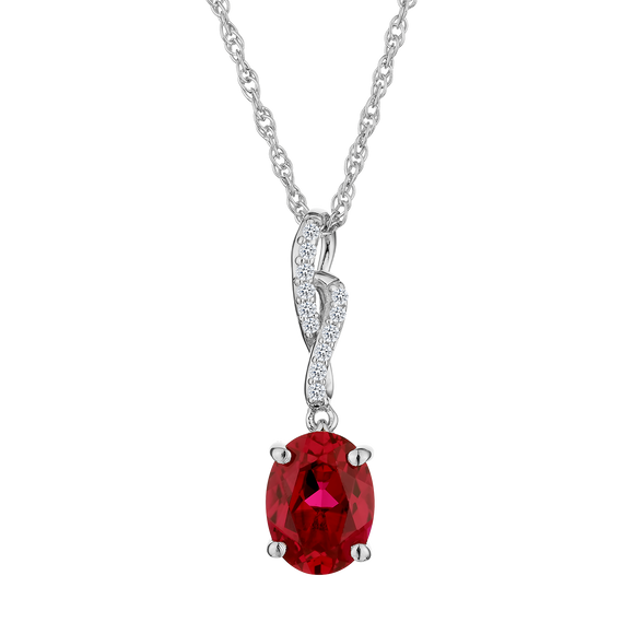 Created Ruby & White Sapphire Pendant,  Sterling Silver. Necklaces and Pendants. Griffin Jewellery Designs. 
