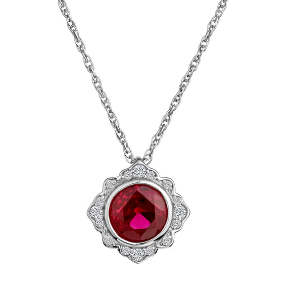 Created Ruby & White Sapphire Pendant,  Sterling Silver. Necklaces and Pendants. Griffin Jewellery Designs. 