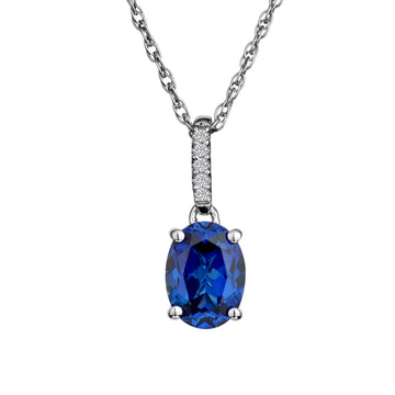 Created Blue & White Sapphire Pendant,  Sterling Silver. Necklaces and Pendants. Griffin Jewellery Designs. 
