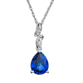Created Blue & White Sapphire Pendant,  Sterling Silver. Necklaces and Pendants. Griffin Jewellery Designs. 