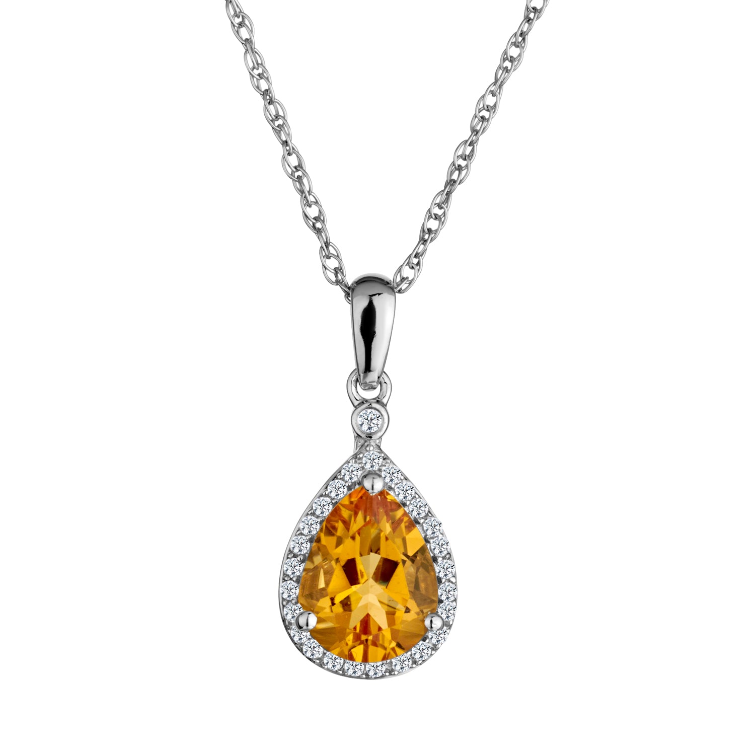 CREATED WHITE SAPPHIRE AND CITRINE PENDANT, SILVER.....................NOW