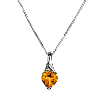 Genuine Citrine Heart Pendant,  Sterling Silver. Necklaces and Pendants. Griffin Jewellery Designs. 