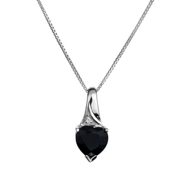 Genuine Black Sapphire Heart Pendant,  Sterling Silver. Necklaces and Pendants. Griffin Jewellery Designs. 