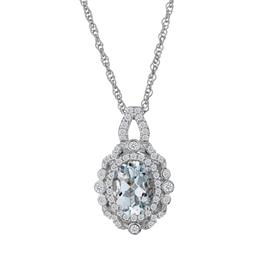 Genuine Aquamarine with White Sapphire Pendant,  Sterling Silver. Necklaces and Pendants. Griffin Jewellery Designs. 