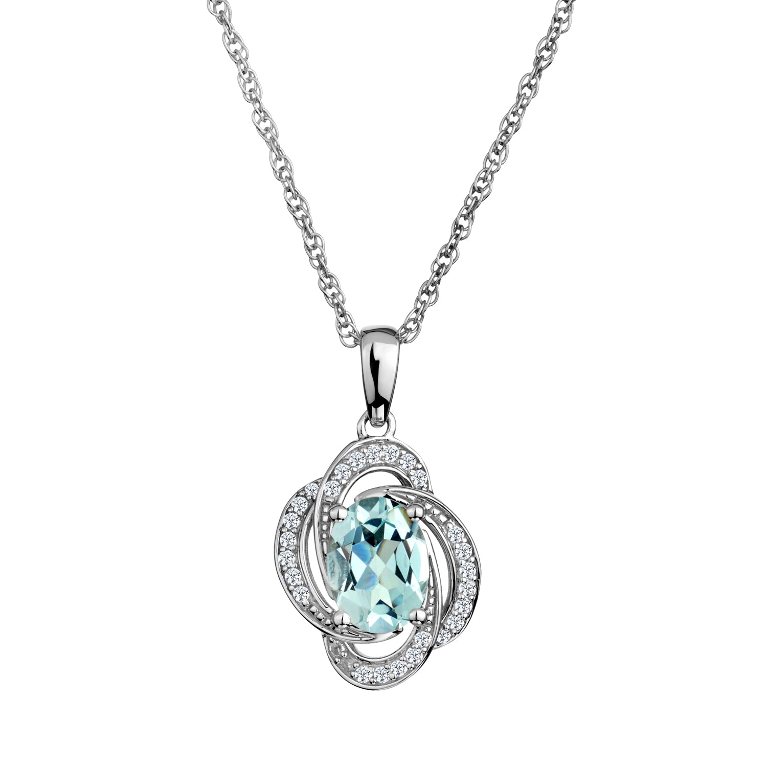 Genuine Aquamarine & White Sapphire Pendant,  Sterling Silver. Necklaces and Pendants. Griffin Jewellery Designs. 