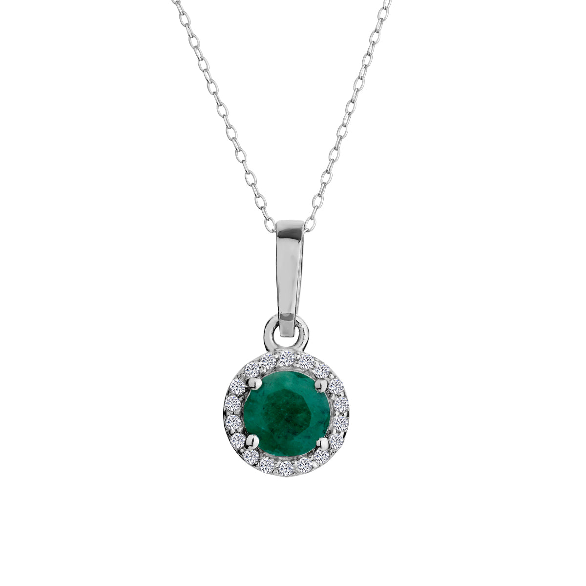 Genuine Emerald & White Zirconia Pendant,  Sterling Silver. Necklaces and Pendants. Griffin Jewellery Designs. 
