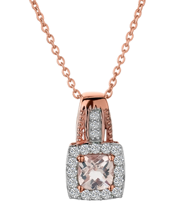 Genuine Morganite and White Topaz Pendant,  Sterling Silver (Rose plated). Necklaces and Pendants. Griffin Jewellery Designs. 