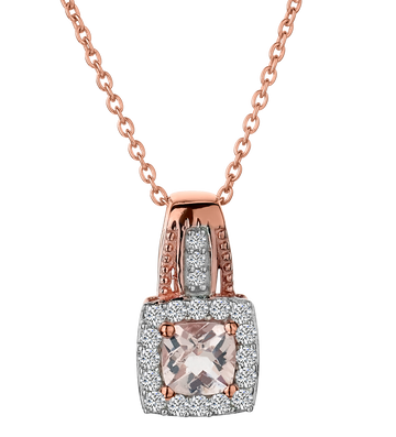 Genuine Morganite and White Topaz Pendant,  Sterling Silver (Rose plated). Necklaces and Pendants. Griffin Jewellery Designs. 