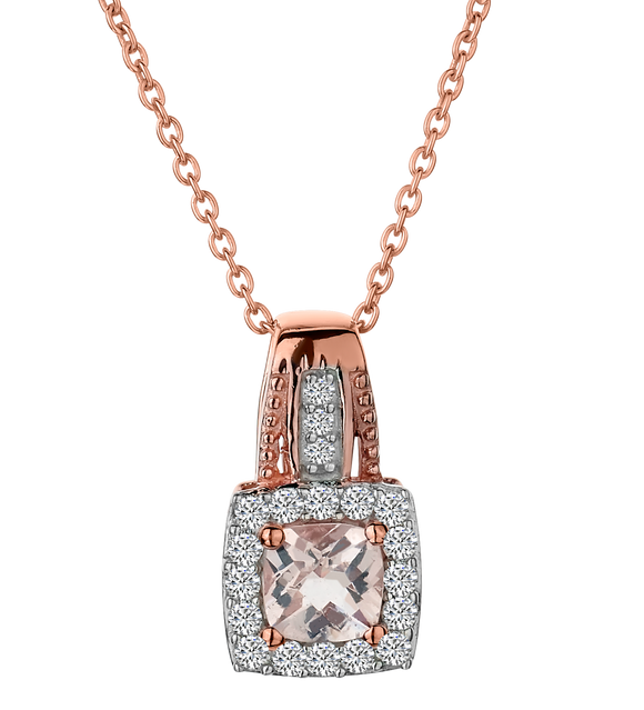 Genuine Morganite and White Topaz Pendant,  Sterling Silver (Rose plated). Necklaces and Pendants. Griffin Jewellery Designs. 