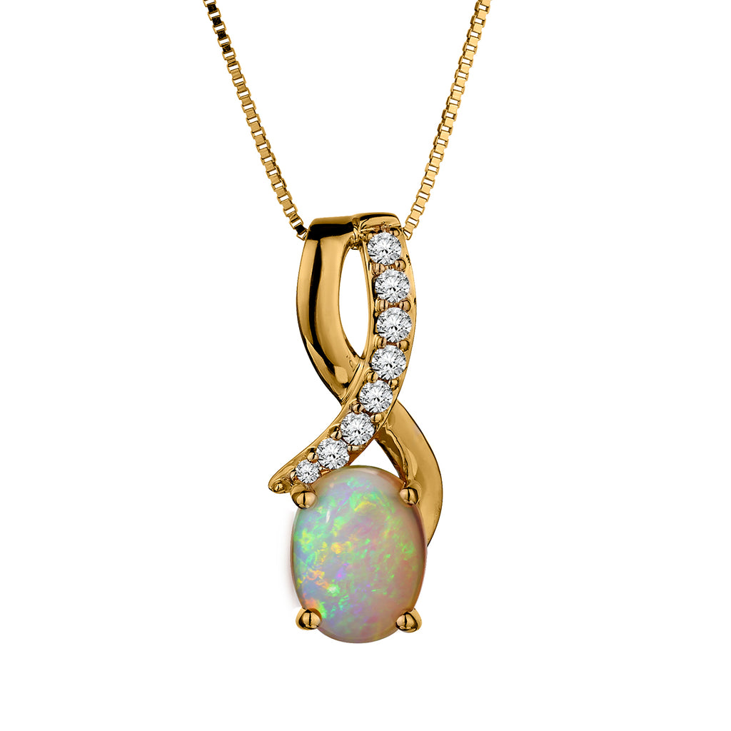 .84 Carat of Ethiopian Opal & .11 Carat of Diamonds Pendant, 10kt Yellow Gold.......................NOW