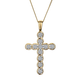 .25 Carat Diamond Pave Cross Pendant,  10kt Yellow Gold. Necklaces and Pendants. Griffin Jewellery Designs.