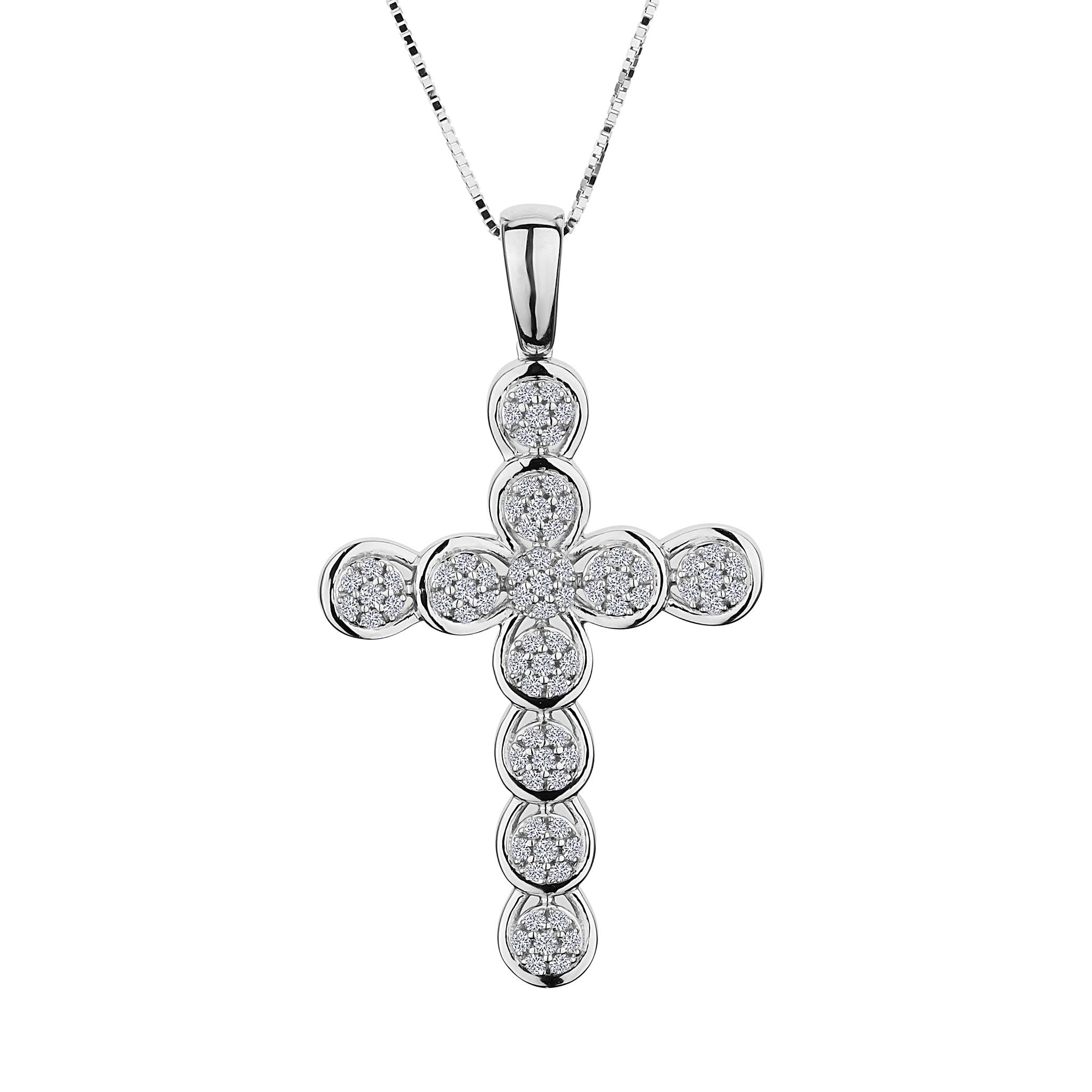 .25 Carat Diamond Pave Cross Pendant,  10kt White Gold. Necklaces and Pendants. Griffin Jewellery Designs.