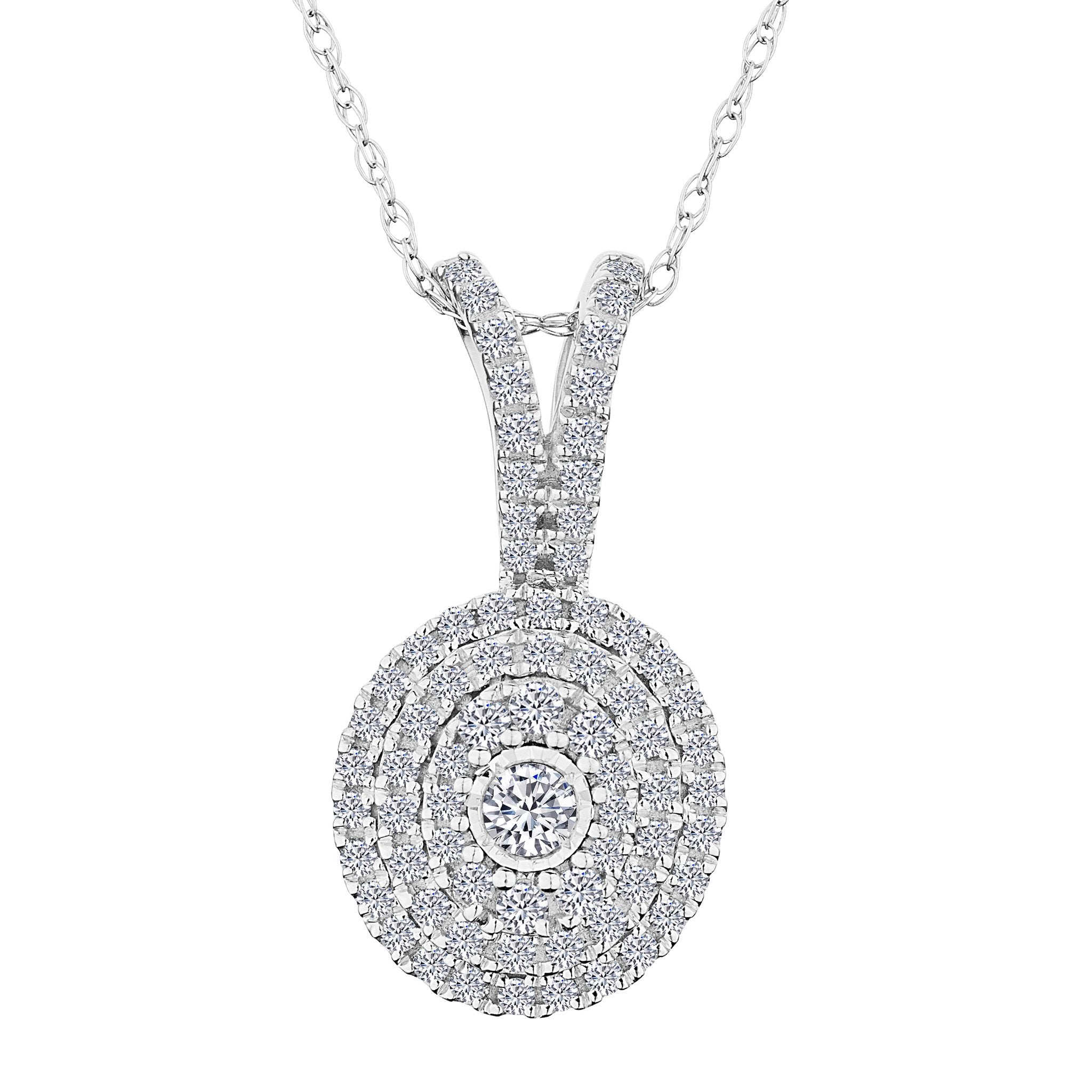.33 Carat Diamond Pave Pendant With Halo,  10kt White Gold. Necklaces and Pendants. Griffin Jewellery Designs. 