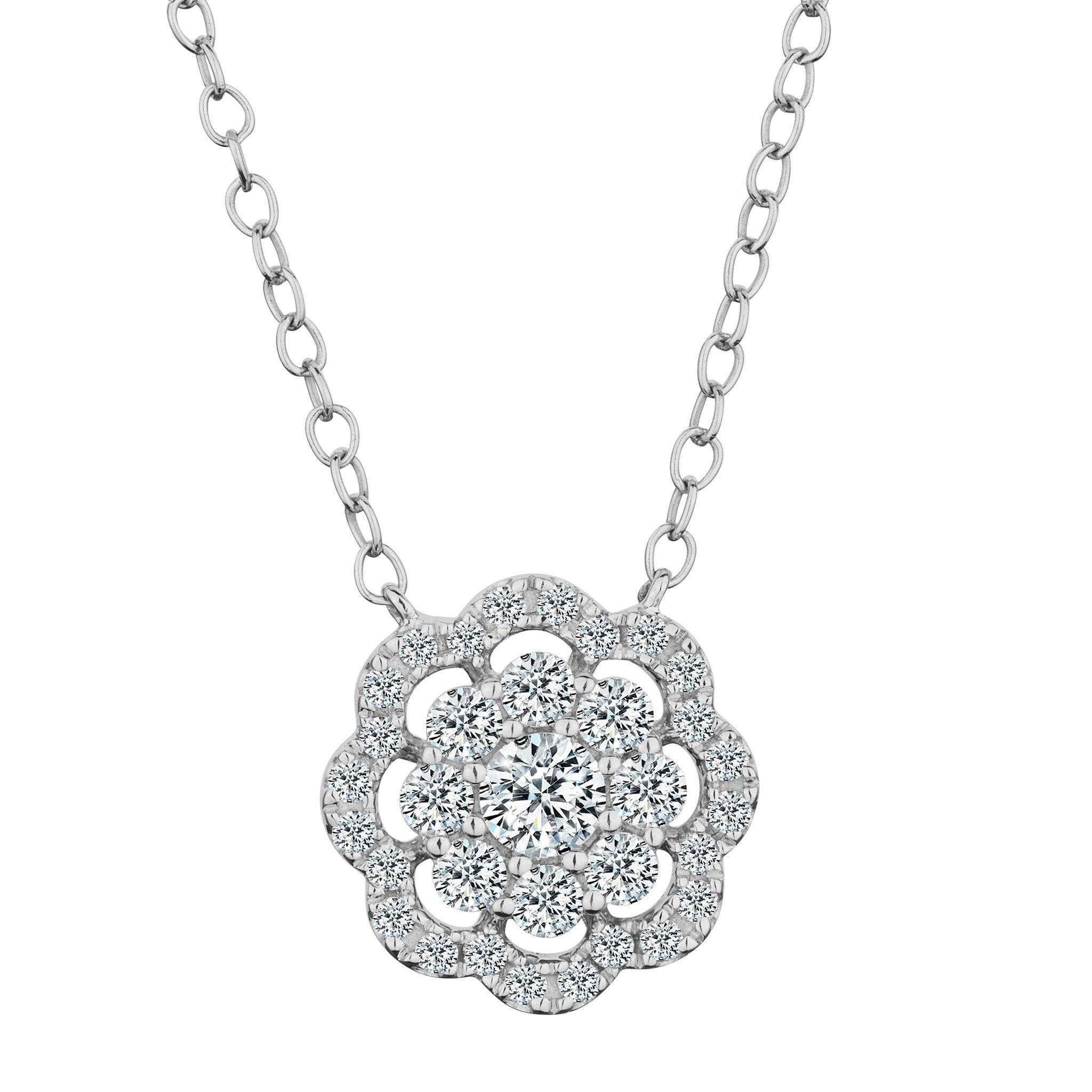 .40 Carat Diamond Pave Flower Pendant,  10kt White Gold. Necklaces and Pendants. Griffin Jewellery Designs. 