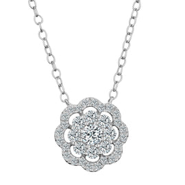 .40 Carat Diamond Pave Flower Pendant,  10kt White Gold. Necklaces and Pendants. Griffin Jewellery Designs. 
