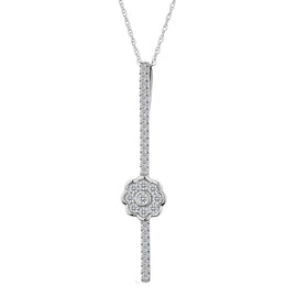 .25 Carat Diamond Pave Flower Pendant,  10kt White Gold. Necklaces and Pendants. Griffin Jewellery Designs.